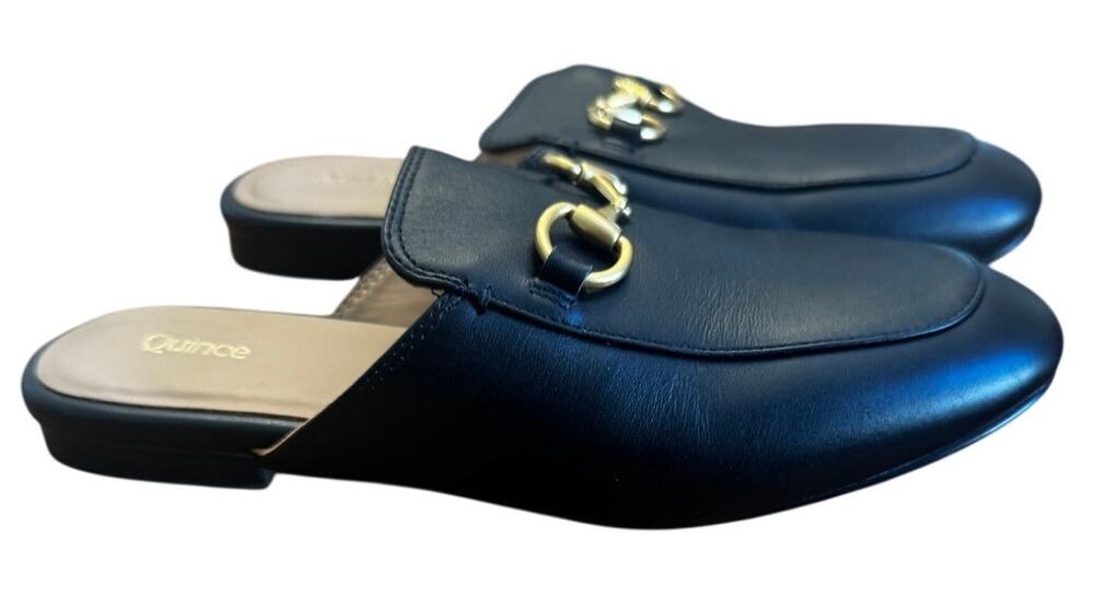 Italian Leather Horsebit Loafer Mule Black Size 6.5 Quiet Luxury Old Money